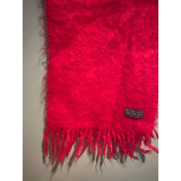 VTG Mohair Wool Scarf Red Fuzzy Soft 75% Mohair 25% Wool Made in West Germany - Picture 3 of 5
